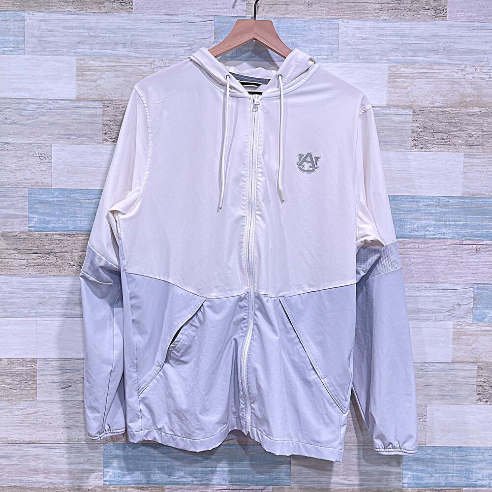 AUBURN UNIVERSITY TIGERS UA Squad Warm Up Jacket White Gray Hooded Mens Medium